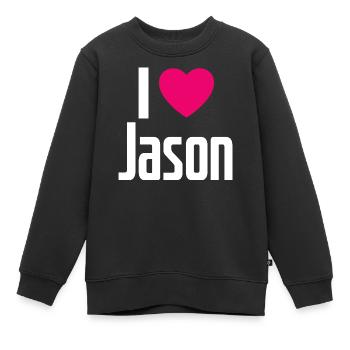 J’aime Jason Pink Heart J’aime Jason - Sweat Premium enfant bio - noir - Devant - AI Model Kid Female (0cm)