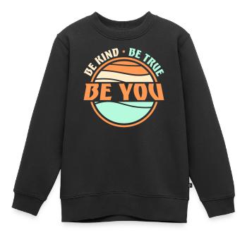 Sois gentil, sois sincère, sois toi-même, un amour de soi inspirant - Sweat Premium enfant bio - noir - Devant - AI Model Kid Female (0cm)