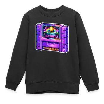 Néon Retro Arcade Start - Sweat Premium enfant bio - noir - Devant - AI Model Kid Female (0cm)