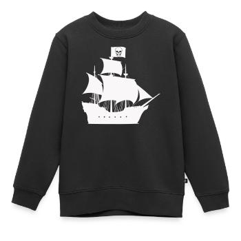 Piratenschiff Silhouette - Kinder Premium Organic Sweatshirt - Schwarz - Vorne - AI Model Kid Female (0cm)