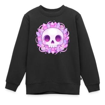 Crâne de cristal avec des cristaux - Sweat Premium enfant bio - noir - Devant - AI Model Kid Female (0cm)