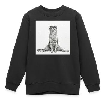 Séparations de yoga pour chats cool - Sweat Premium enfant bio - noir - Devant - AI Model Kid Female (0cm)
