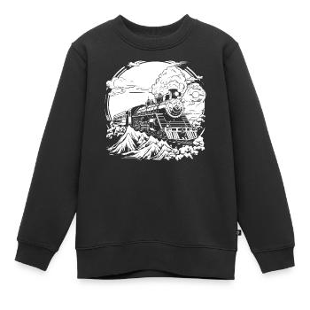 Chemin de fer - Sweat Premium enfant bio - noir - Devant - AI Model Kid Female (0cm)
