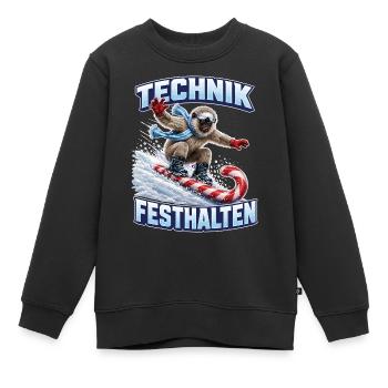 Brillenlangur auf der Zuckerstange - Kinder Premium Organic Sweatshirt - Schwarz - Vorne - AI Model Kid Female (0cm)
