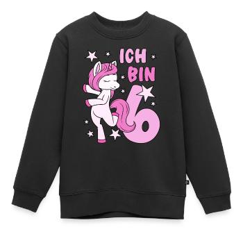 6. Geburtstag Mädchen süßes rosa Einhorn Ich bin 6 - Kinder Premium Organic Sweatshirt - Schwarz - Vorne - AI Model Kid Female (0cm)