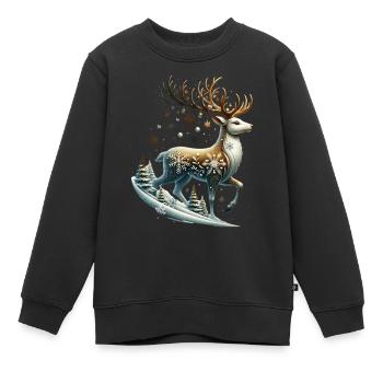 Rentier Schneeflocke Christmas Xmas - Kinder Premium Organic Sweatshirt - Schwarz - Vorne - AI Model Kid Female (0cm)