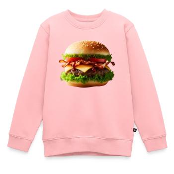 Gros burger - Sweat Premium enfant bio - rose - Devant - AI Model Kid Female (0cm)