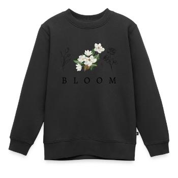 Bloom Floral Design - Kids Premium Organic Sweatshirt - black - Front - AI Model Kid Female (0cm)
