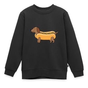 Dackel Hot Dog - Kinder Premium Organic Sweatshirt - Schwarz - Vorne - AI Model Kid Female (0cm)