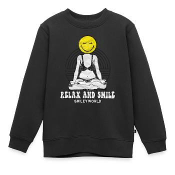 Smiley beim Entspannen mit Yoga im Lotussitz - Kinder Premium Organic Sweatshirt - Schwarz - Vorne - AI Model Kid Female (0cm)