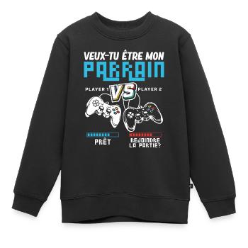 Willst du Mein Pate sein Gamer Pate Geek - Kinder Premium Organic Sweatshirt - Schwarz - Vorne - AI Model Kid Female (0cm)