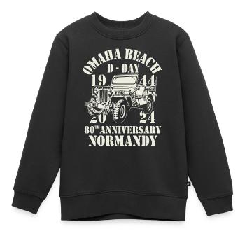 Omaha Beach D-Day1944-2024 80-jähriges Jubiläum - Kinder Premium Organic Sweatshirt - Schwarz - Vorne - AI Model Kid Female (0cm)
