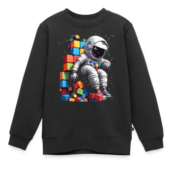 Space Astronaut Vintage Child Boy Girl - Kids Premium Organic Sweatshirt - black - Front - AI Model Kid Female (0cm)