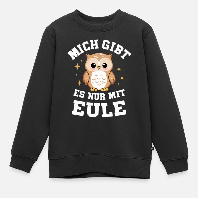 Nachteule Eule Eulen Vogel - Kinder Premium Organic Sweatshirt - Schwarz
