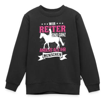 Équitation Cheval Sort Équestres Reitschule - Sweat Premium enfant bio - noir - Devant - AI Model Kid Female (0cm)
