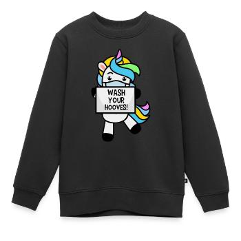 hände waschen hygiene maske einhorn demo lustig - Kinder Premium Organic Sweatshirt - Schwarz - Vorne - AI Model Kid Female (0cm)