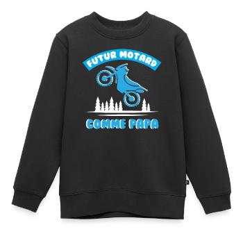 Futur motard comme papa cadeau garçon moto cross - Sweat Premium enfant bio - noir - Devant - AI Model Kid Female (0cm)