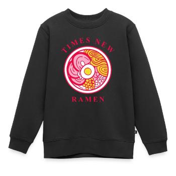Times New Ramen, Funny Font Noodle Font - Kids Premium Organic Sweatshirt - black - Front - AI Model Kid Female (0cm)