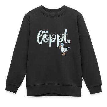 löppt plattdeutsch mit cooler Möwe Geschenk - Kinder Premium Organic Sweatshirt - Schwarz - Vorne - AI Model Kid Female (0cm)