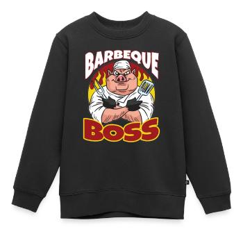 Barbeque Boss Grill Party Männer Humor Grillen - Kinder Premium Organic Sweatshirt - Schwarz - Vorne - AI Model Kid Female (0cm)