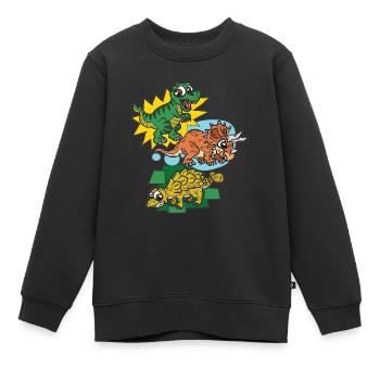 Lustige Dinosaurier Für Kinder Cartoon Comic - Kinder Premium Organic Sweatshirt - Schwarz - Vorne - AI Model Kid Female (0cm)