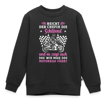 Frauen Motorrad Fahrerin Biker Girl Geschenk - Kinder Premium Organic Sweatshirt - Schwarz - Vorne - AI Model Kid Female (0cm)