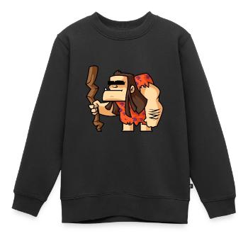 Funny Comic Neandertaler - Kinder Premium Organic Sweatshirt - Schwarz - Vorne - AI Model Kid Female (0cm)