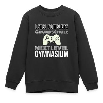 Grundschule ist vorbei Level Gymnasium - Kinder Premium Organic Sweatshirt - Schwarz - Vorne - AI Model Kid Female (0cm)