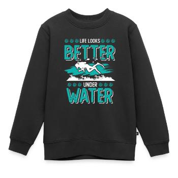 diving under water - Kids Premium Organic Sweatshirt - black - Front - AI Model Kid Female (0cm)