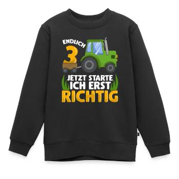 3. Geburtstag Traktor deko ich bin Endlich 3 Jahre - Kinder Premium Organic Sweatshirt - Schwarz - Vorne - AI Model Kid Female (0cm)