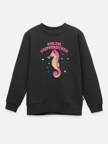 Stolzes Seepferdchen - Kinder Premium Organic Sweatshirt - Schwarz