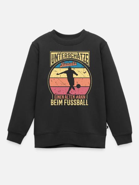 Alter Mann Fußball - Kinder Premium Organic Sweatshirt - Schwarz