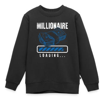 millionaire loading - Kids Premium Organic Sweatshirt - black - Front - AI Model Kid Female (0cm)