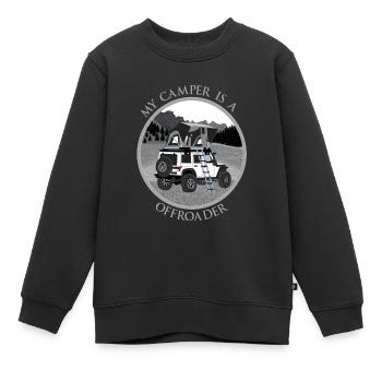 My camper is a offroader, Rocky Mountains, gray - Kinder Premium Organic Sweatshirt - Schwarz - Vorne - AI Model Kid Female (0cm)