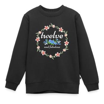 Douze et fabuleux, cadeau de fille du 12e anniversaire - Sweat Premium enfant bio - noir - Devant - AI Model Kid Female (0cm)