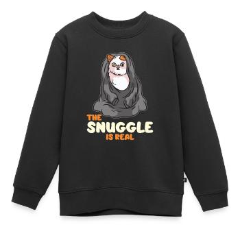 The Snuggle ist eine echte Katze in einer Decke - Kinder Premium Organic Sweatshirt - Schwarz - Vorne - AI Model Kid Female (0cm)