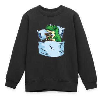 Schlafendes T-Rex Stofftier Sleepshirt - Kinder Premium Organic Sweatshirt - Schwarz - Vorne - AI Model Kid Female (0cm)