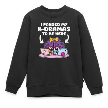 J’ai arrêté mes drames K en coréen ici - Sweat Premium enfant bio - noir - Devant - AI Model Kid Female (0cm)
