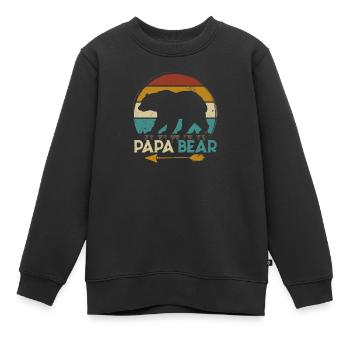 Vatertag Papabear Papa Retro Vintage - Kinder Premium Organic Sweatshirt - Schwarz - Vorne - AI Model Kid Female (0cm)