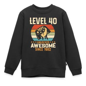 Level 40 Jahre freigeschaltetes Gaming-Geburtstagsgeschenk - Kinder Premium Organic Sweatshirt - Schwarz - Vorne - AI Model Kid Female (0cm)