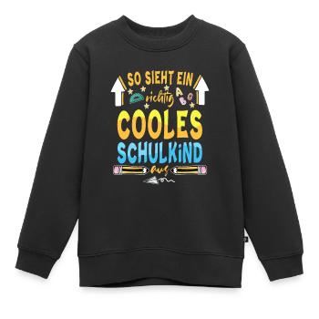 Einschulung Erstklässler Schulanfang Geschenkidee - Kinder Premium Organic Sweatshirt - Schwarz - Vorne - AI Model Kid Female (0cm)
