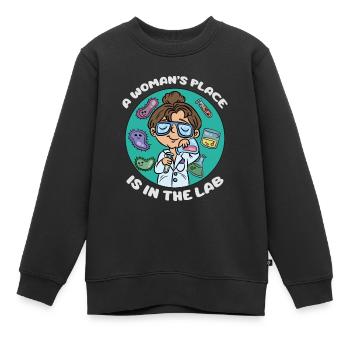 Der Platz einer Frau ist im Labor - Kinder Premium Organic Sweatshirt - Schwarz - Vorne - AI Model Kid Female (0cm)