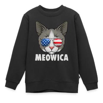 Chat 4 juillet USA Kitten Drapeau américain - Sweat Premium enfant bio - noir - Devant - AI Model Kid Female (0cm)