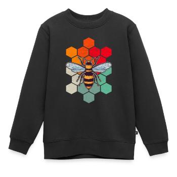 Abeille Rétro Nid d’abeille Apiculture - Sweat Premium enfant bio - noir - Devant - AI Model Kid Female (0cm)