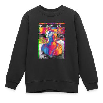 Statue romaine Greek Glitch Vaporwave - Sweat Premium enfant bio - noir - Devant - AI Model Kid Female (0cm)