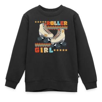 Roller Girl Retro 70er 80er Jahre Rollschuhlaufen - Kinder Premium Organic Sweatshirt - Schwarz - Vorne - AI Model Kid Female (0cm)