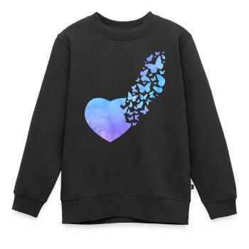 Butterfly Heart Cute Watercolor - Kids Premium Organic Sweatshirt - black - Front - AI Model Kid Female (0cm)