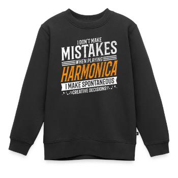Mundharmonika Kreativer Mundharmonikaspieler - Kinder Premium Organic Sweatshirt - Schwarz - Vorne - AI Model Kid Female (0cm)