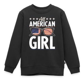 Filles Américaines USA 4 juillet - Sweat Premium enfant bio - noir - Devant - AI Model Kid Female (0cm)