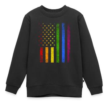 Bunte amerikanische Flagge LGBTQ Stolz - Kinder Premium Organic Sweatshirt - Schwarz - Vorne - AI Model Kid Female (0cm)